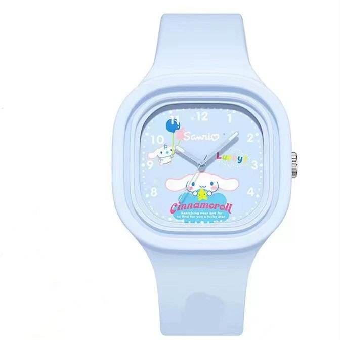 Children’s silicone square quartz watch, cartoon print, lightweight, multiple colors