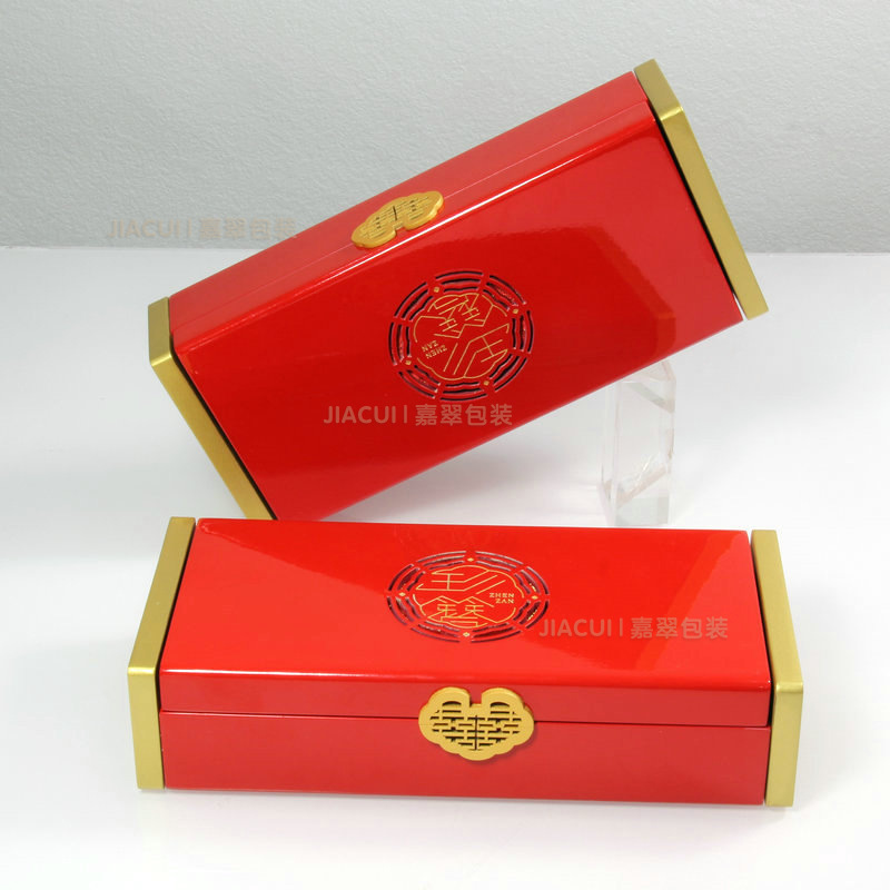 高光油漆凤钗珠宝木盒陪嫁婚嫁婚庆发簪凤钗结婚首饰礼品盒子