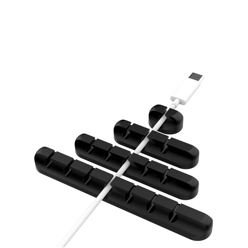 Libre de perforaciones de silicona autoadhesiva Winder cable de carga de escritorio cable de datos en stock abrazadera de cable soporte de cable abrazadera de cable de 3 agujeros