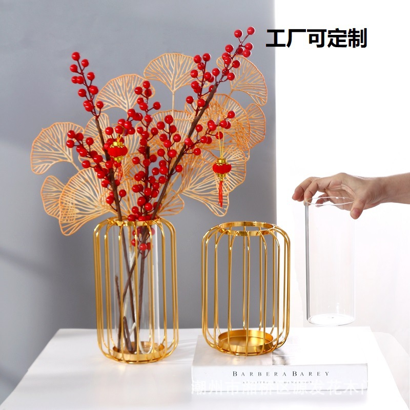 Nordic sih metal electroplated iron glass hydroponic flower stand living room decorative ornaments dried flowers flowers