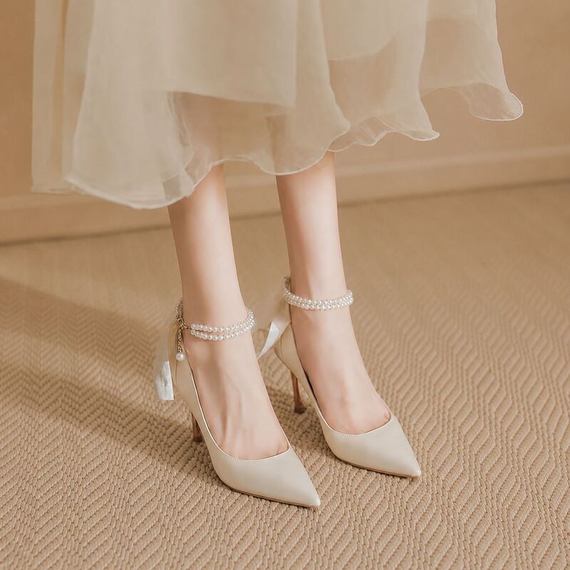 Pearl New Style Stiletto High Heels for Women, Pointed Toe, Suitable for Dresses, Wedding Dresses, Bridal Shoes, Bridesmaid Shoes, and Everyday Wear Pearl New Style Stiletto High Heels for Women, Pointed Toe, Suitable for Dresses, Wedding Dresses, Bridal Shoes, Bridesmaid Shoes, and Everyday Wear