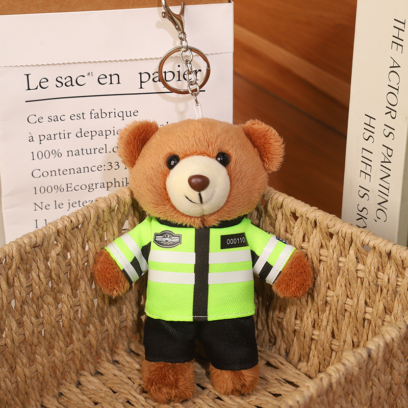 2025 nuevo uniforme de oso fuego cielo azul rescate colgante Teddy bear muñeca juguete de peluche publicidad llavero