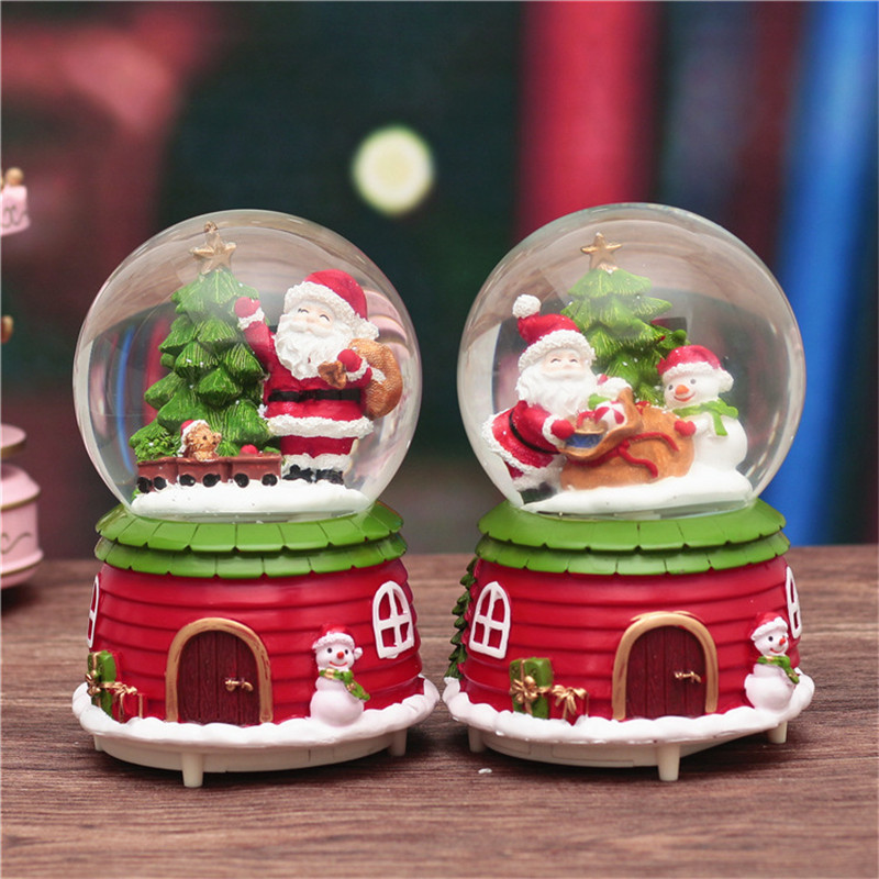  resin Santa Claus crystal ball ornaments holiday decoration snowflake music box resin technology to map custom