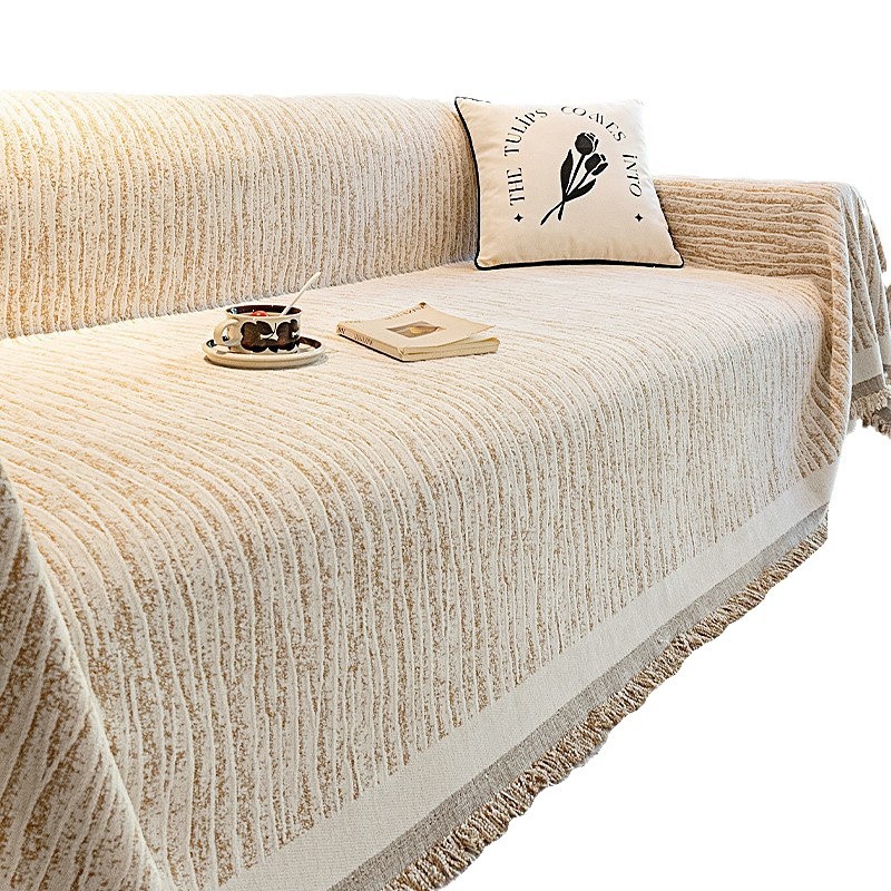 Toallas de sofá de viento de crema en sofá de Chenille cubierta completa L-shaped VIP cubierta de sofá todo incluido clásico versátil
