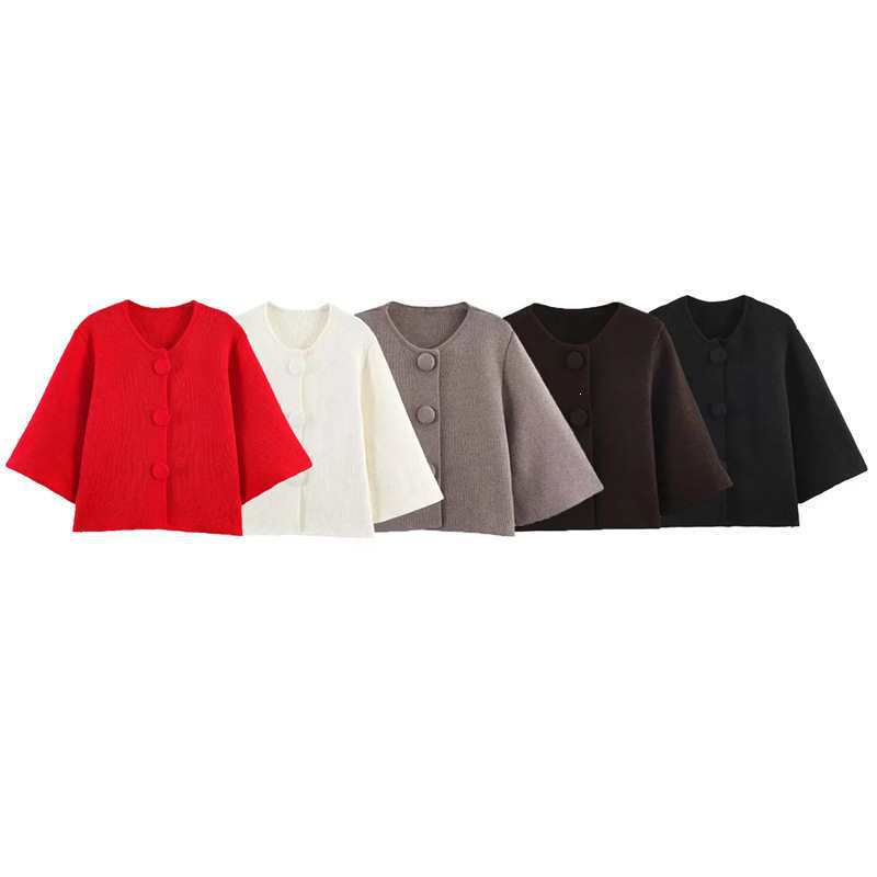 New European and American Fashion Women's Foreign Trade Knitted Short Jacket with Buttoned Fabric, Spring Style, Elegant for Commuting New European and American Fashion Women's Foreign Trade Knitted Short Jacket with Buttoned Fabric, Spring Style, Elegant for Commuting
