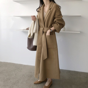 Korean Chic Autumn and Winter Elegant New Loose Lace-Up Lazy Style Woolen Jacket