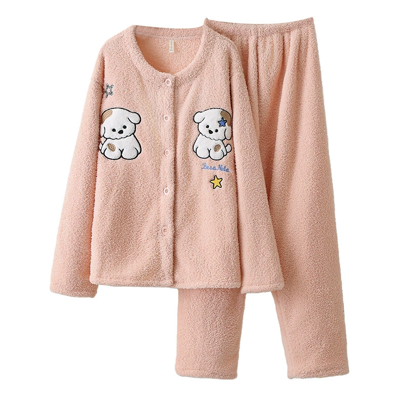 Winter cute cartoon velvet set, plus size