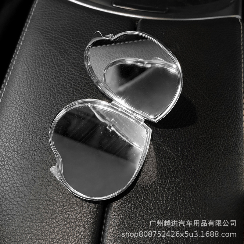 Espejo cosmético de mano plegable de doble cara espejo pequeño bolsillo lindo espejo cosmético pequeño espejo de mano portátil incrustado de diamante mini amor portátil