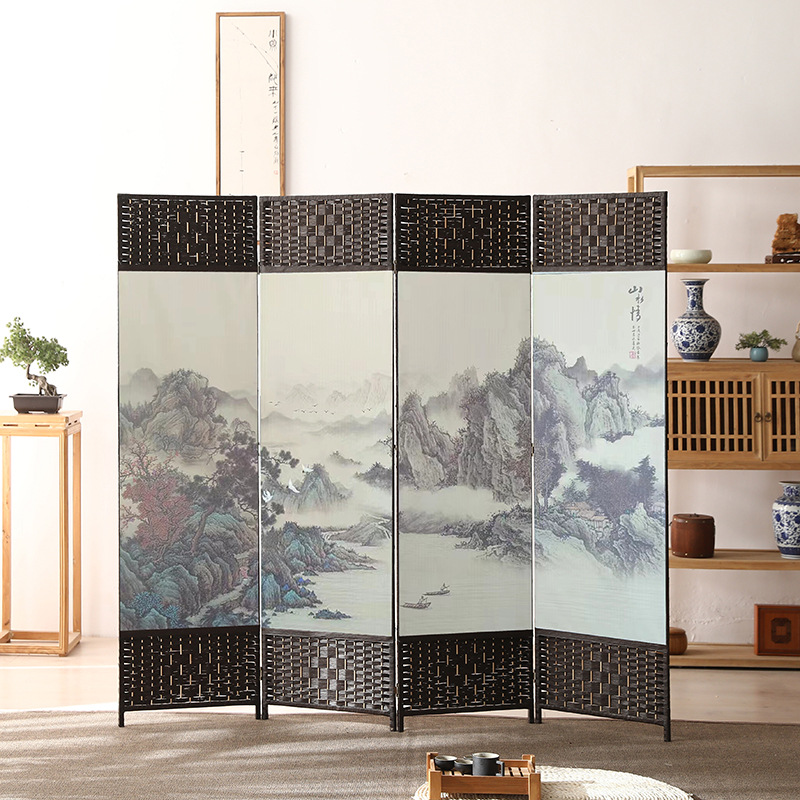 中国風のシンプルなスクリーンパーティション壁屏風リビングルーム寝室ブロッキングシンプルモダンな折りたたみモバイル布バリアホーム