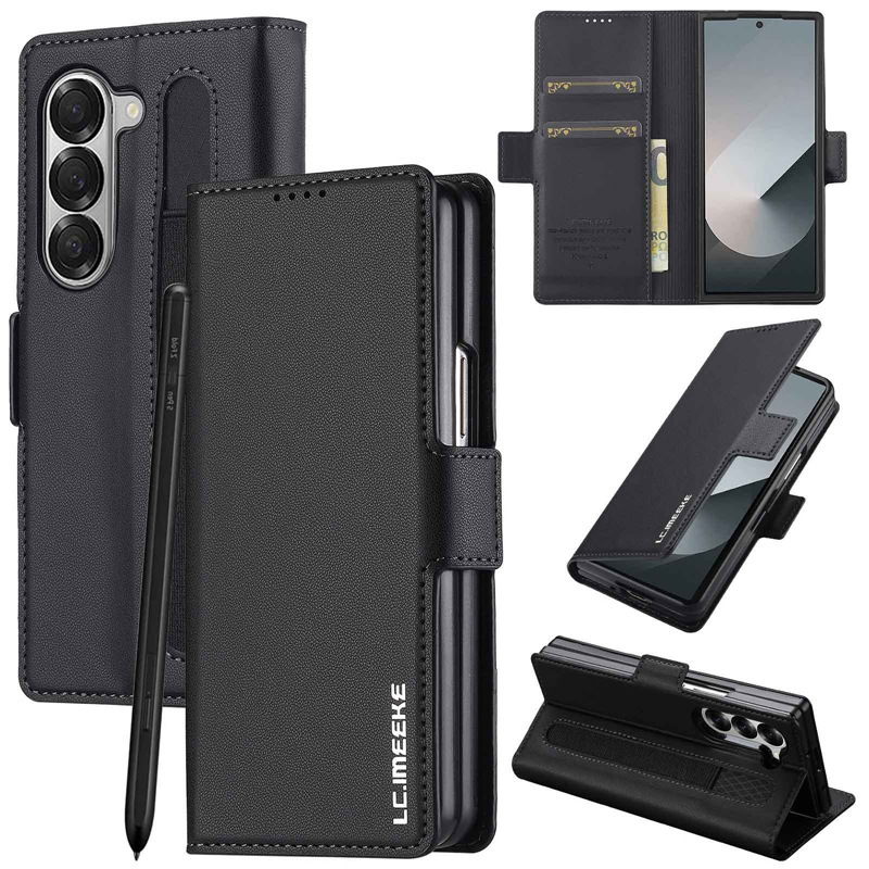 Suitable for Samsung Z Fold7 Magnetic Flip Phone Leather Case Z Fold6/5 Mobile Phone Case All-Inclusive Card Protective Cover