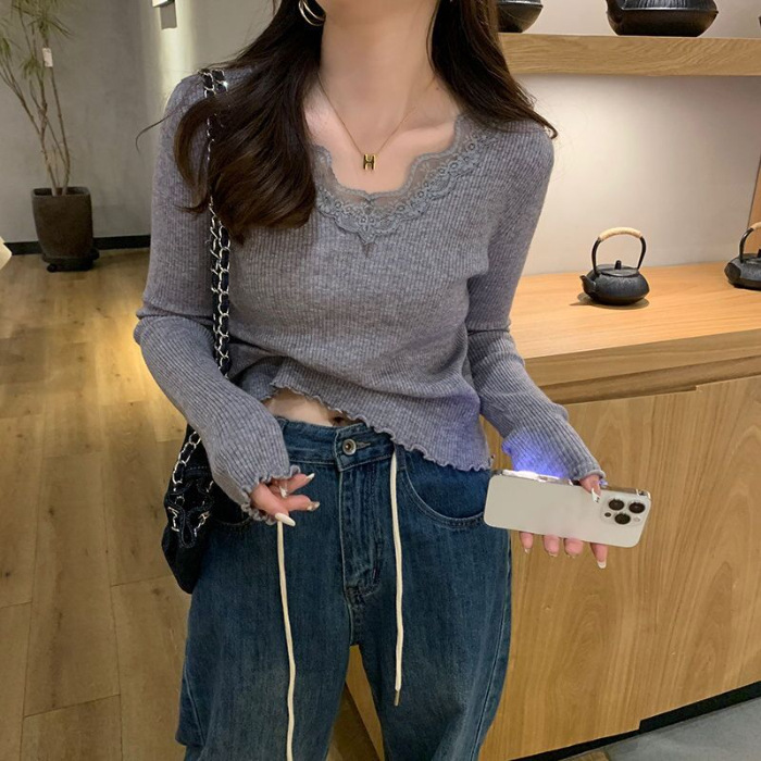 打底衫2025秋冬女新款内搭高级感v领针织衫黑色毛衣洋气修身上衣|undefined