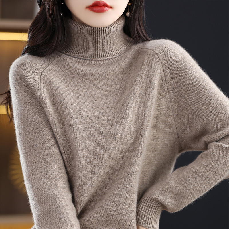 Wholesale 2026 Autumn and Winter New High-Neck Sweater for Women, High-Collar Loose Versatile Knitted Base Shirt for Women to Wear Outside Wholesale 2026 Autumn and Winter New High-Neck Sweater for Women, High-Collar Loose Versatile Knitted Base Shirt for Women to Wear Outside