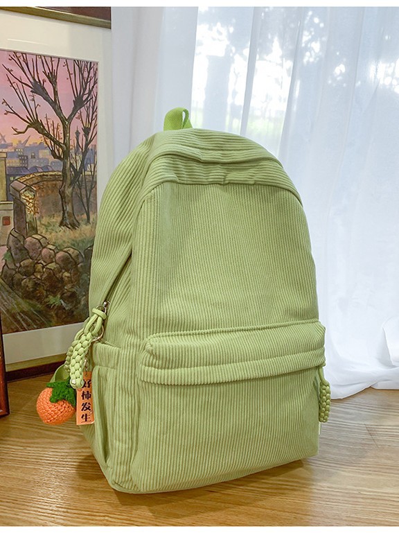 Corduroy Women's Backpack, Large-Capacity School Bag for College Students, Solid Color Versatile Travel Backpack for Junior High School Students, Men's Backpack