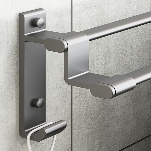 Gun gray space aluminum towel rack no punching towel bar double pole single pole bathroom towel rack bathroom hook