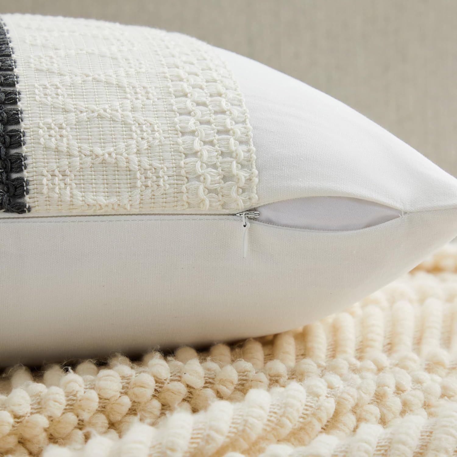 Bohemia almohada almohada de algodón lino empalme almohada de sofá de color contrastante almohada de cintura de oficina Amazon venta caliente almohada