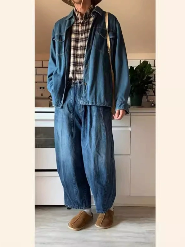 [NEEDLES DENIM JEAN мужские и женские хлопчатобумажные широкие штаны в стиле, винтажная стирка джинсы]