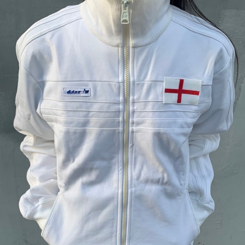 Clover Cardigan Sweatshirt for Spring and Autumn, Unisex, Embroidered Logo, England National Team, Pure Cotton Jacket
