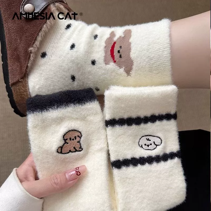 Детские носки Зимние милые плюшевые носки для девочек плюшевые толстые толстые и теплые детские хлопчатобумажные носки зимние носки