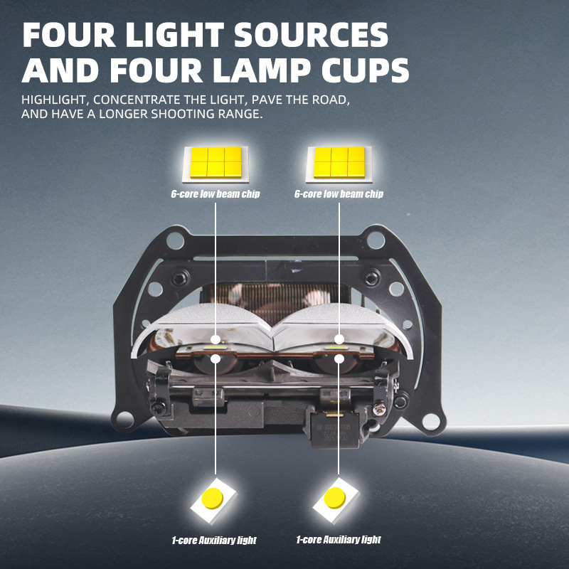 Sanwei 車のライト SANVI 新しい高輝度 68 ワット 5500KLK2 マトリックス積層 LED デュアルレンズヘッドライトアップグレード|undefined