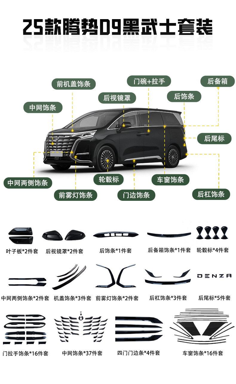 Black Knight Body Kit Grille Trim for BYD Denza D9 (2022-2025)