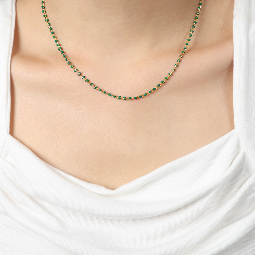 Luz de lujo personalidad nicho color eje colorido goteo collar de aceite de titanio acero todo fósforo de hadas temperamento pulsera joyería de moda para las mujeres