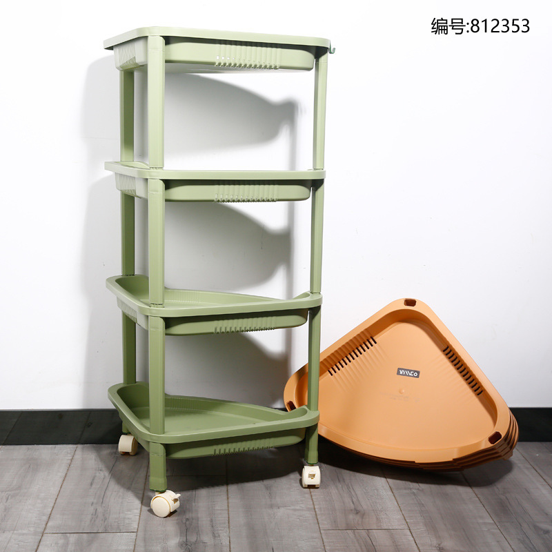 Household High-Looking Four-Layer Triangular Storage Rack Kitchen Bathroom Bathroom Floor-Standing Multi-Layer Storage Rack