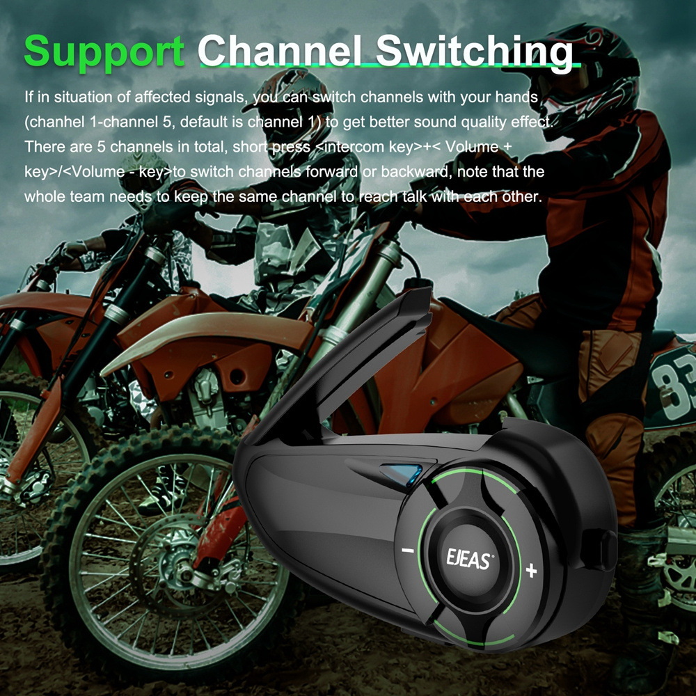 Ejeas Cross-Border Motorcycle Helmet Bluetooth Headset Export Intercom for 1000.6m People Ip67 Waterproof Q8