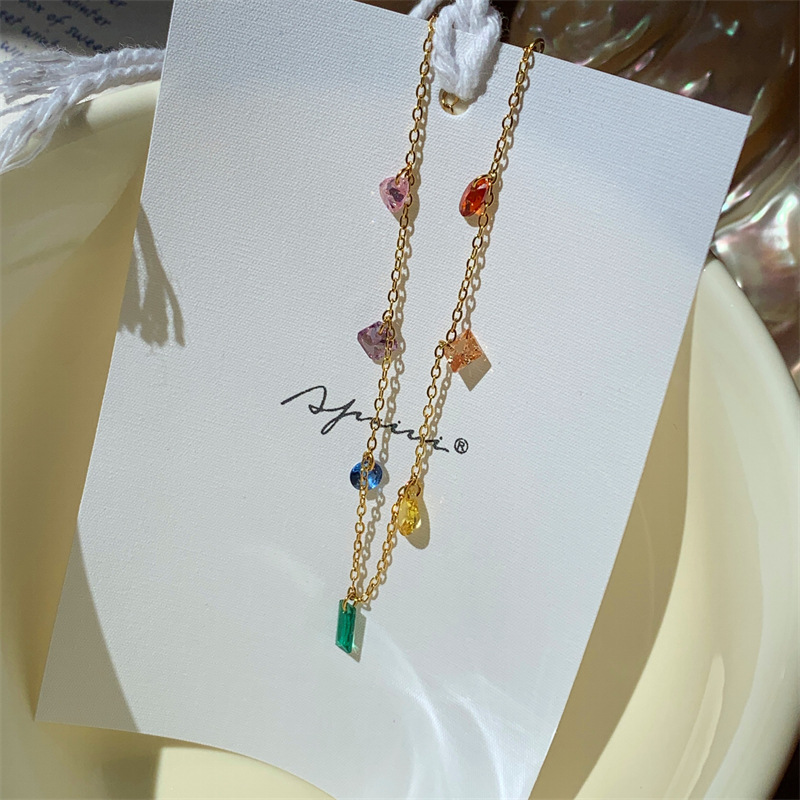 Sweet Geometric Titanium Steel Gold Plated Zircon Bracelets