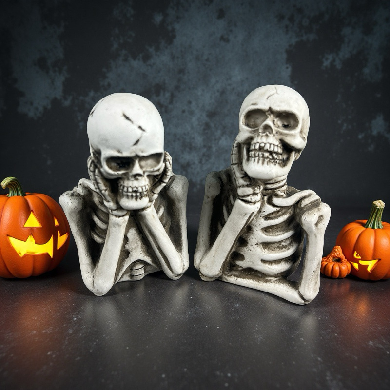 Simple Halloween Decorations, Party Quirky Atmosphere Decoration Props, Ghost Festival Skeleton Resin Craft Figurines