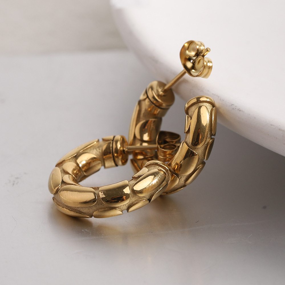 Solid Color Pattern Women's Gender 1 Pair Simple Style Solid Color Plating Titanium Steel Gold Plated Ear Studs