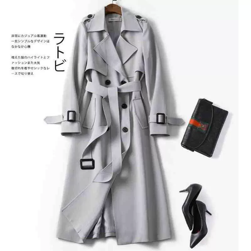 Длинное осеннееTrench coat, средняя длина, корейский стиль, плюс сайз, для подростков, британский стиль