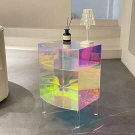 现代简约透明亚克力床头柜沙发小边几客厅收纳置物架网红创意茶几