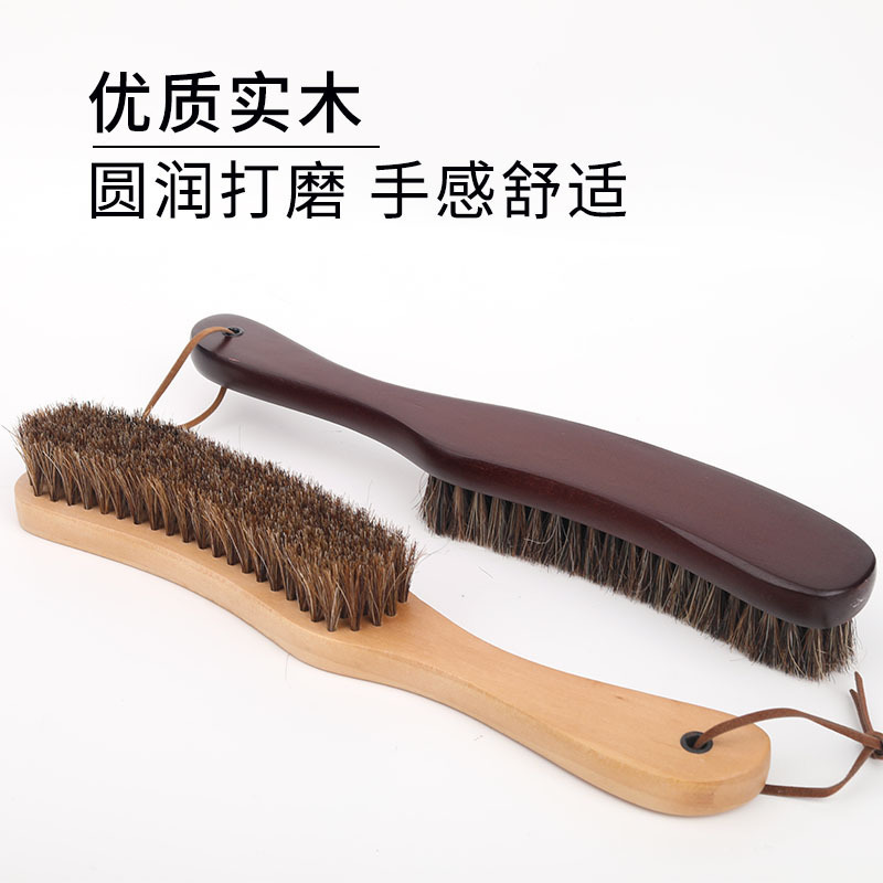 Rope Long Handle Horse Hair Brush Soft Hair Shoe Brush Bed Brush Horse Brush Polishing Upper Shoe Polish Brush Frosted suede Cleaning Brush