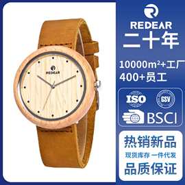 现货木表 亚马逊皮带木质石英表 日本机芯手表支持跨境一件代发