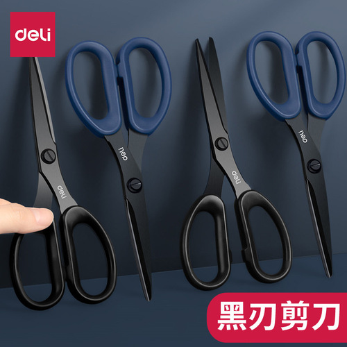 Deli scissors black blade handmade home office kitchen paper cutting safe cutting express stainless steel small strong wholesale