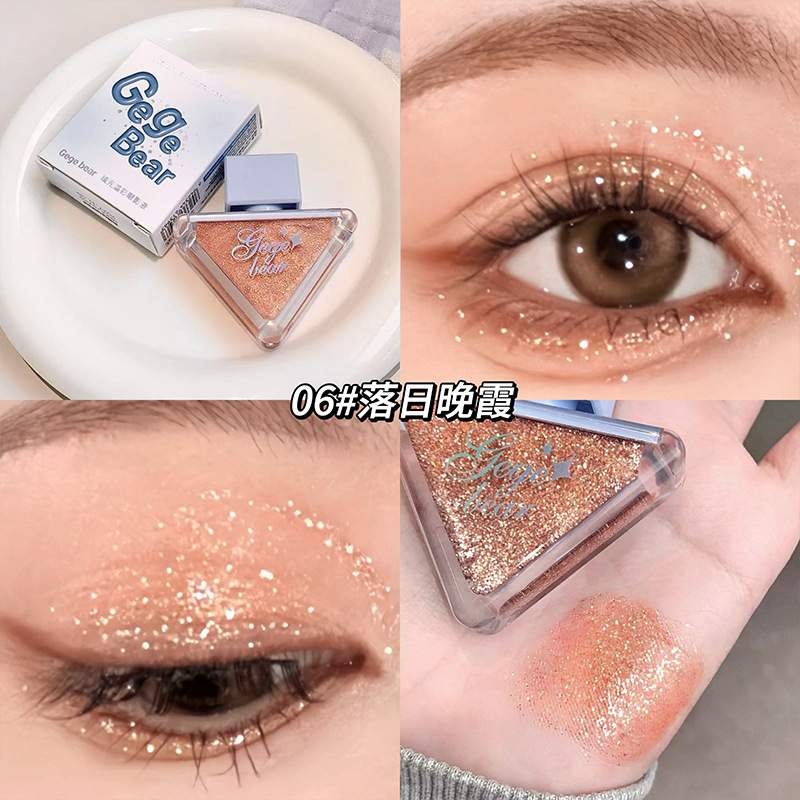 Gege bear Liuguang Liquid Sombra de ojos con brillo nacarado Resplandor facial Sombra de ojos de diamantes rotos Maquillaje al por mayor image 12