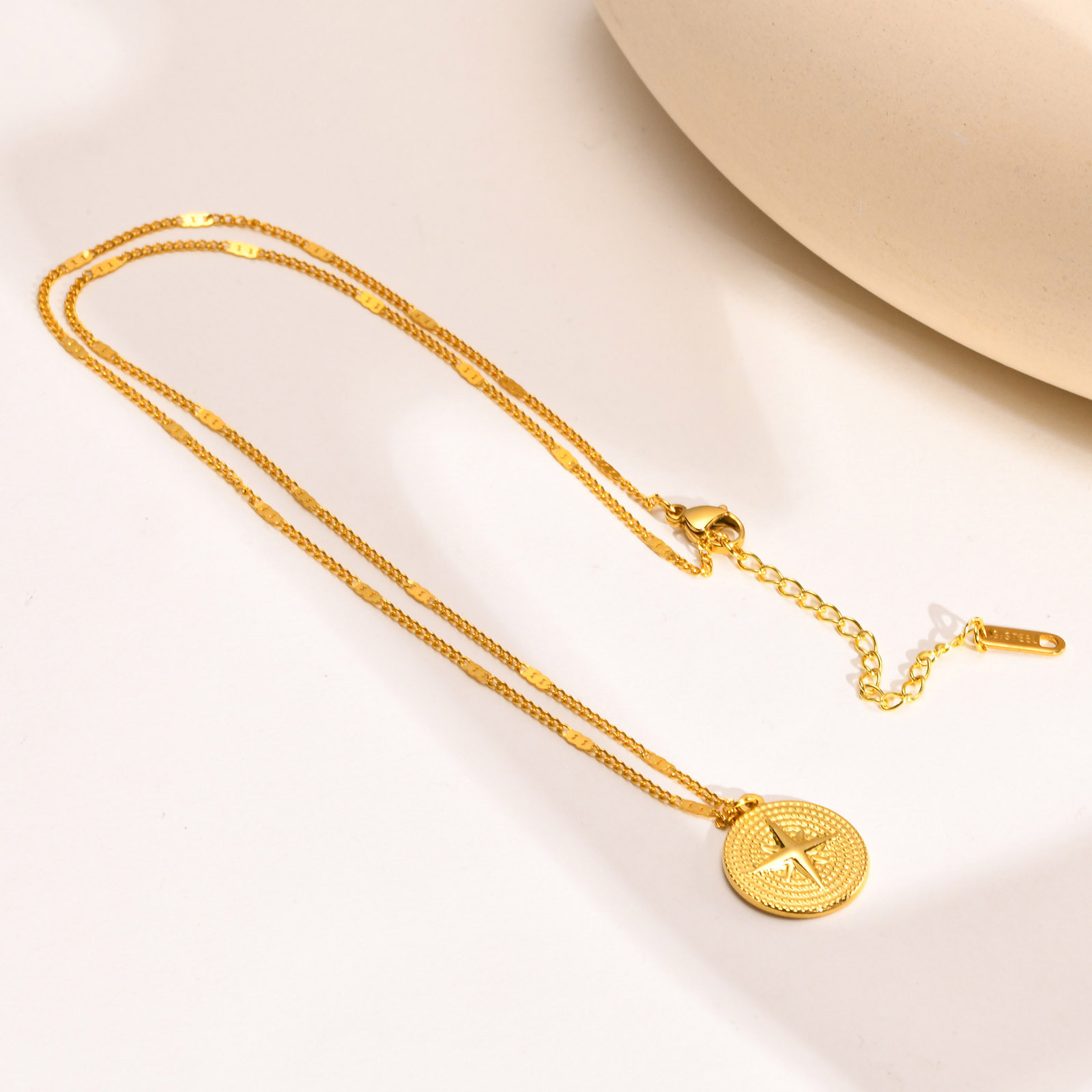 Fashion Round Star Stainless Steel Plating Pendant Necklace 1 Piece