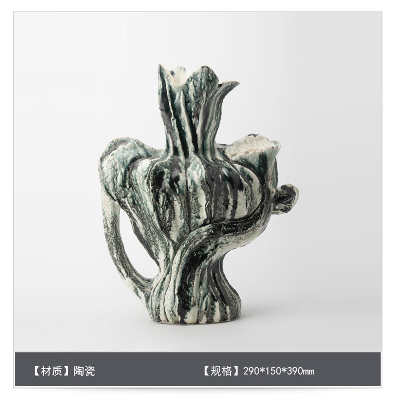 中世スタイルのセラミックフラワー花瓶装飾アートB&Bモデルルームゲストテーブルハイエンドフラワーアレンジメント装飾|undefined