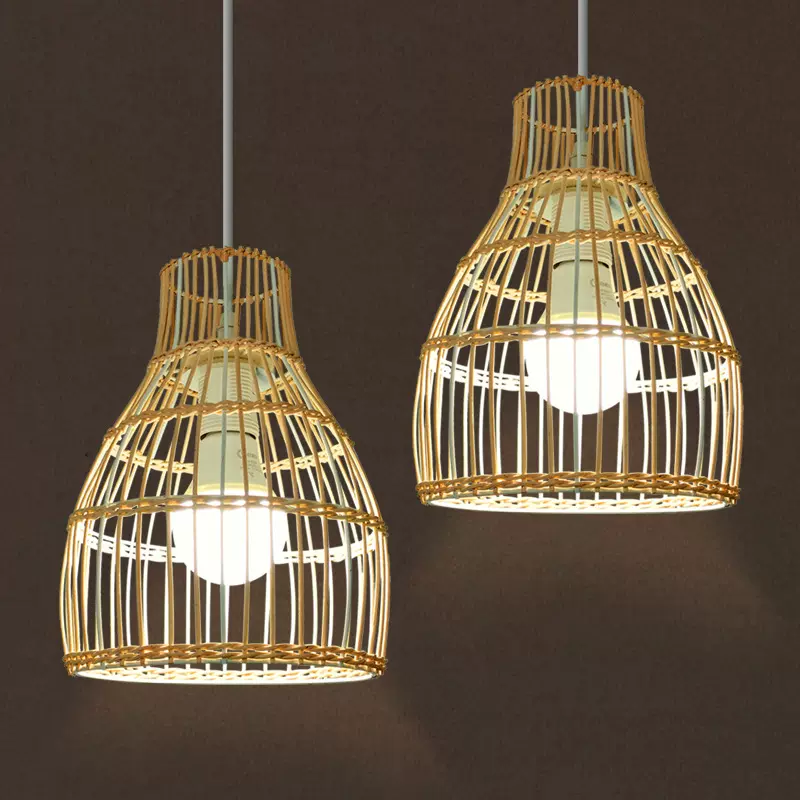 藤编吊灯中式餐厅茶室书房卧室过道阳台玄关吊灯民宿火锅店灯饰