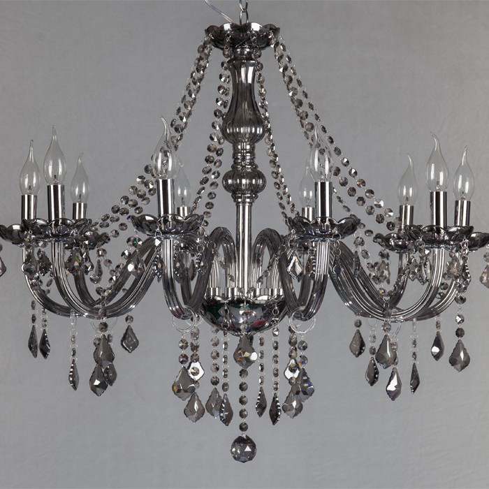 8 + 4 araña de cristal gris ahumado de doble capa lámpara de vela de 12 cabezas adecuada para sala de estar dormitorio comedor habitación de invitados del hotel, etc.
