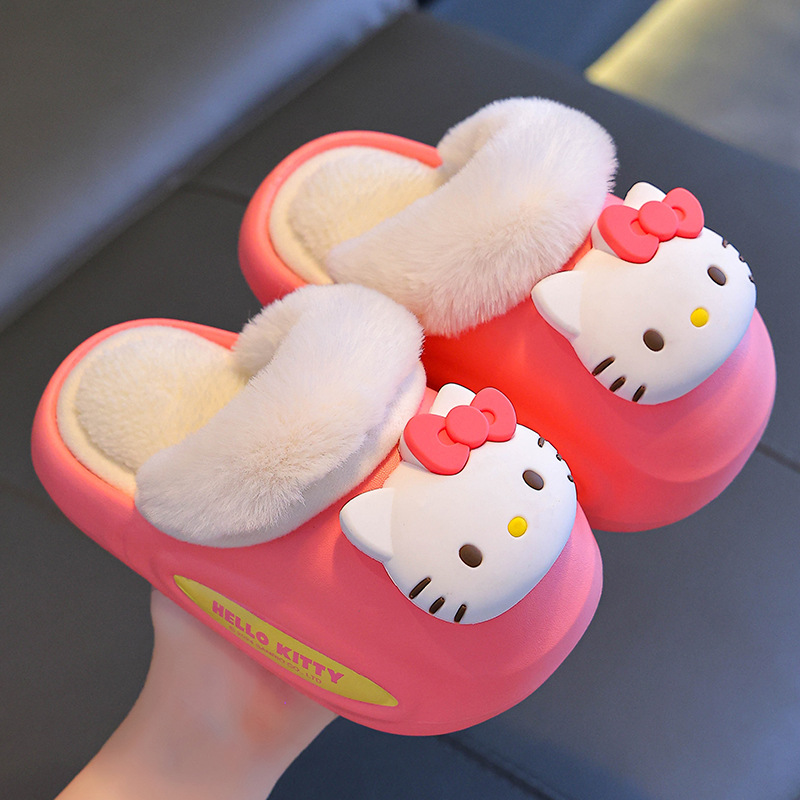 Sanliou zapatillas de algodón de invierno para niños niñas cálidas con bolsas impermeables de vello Melody, zapatillas de algodón para niños pequeños y medianos