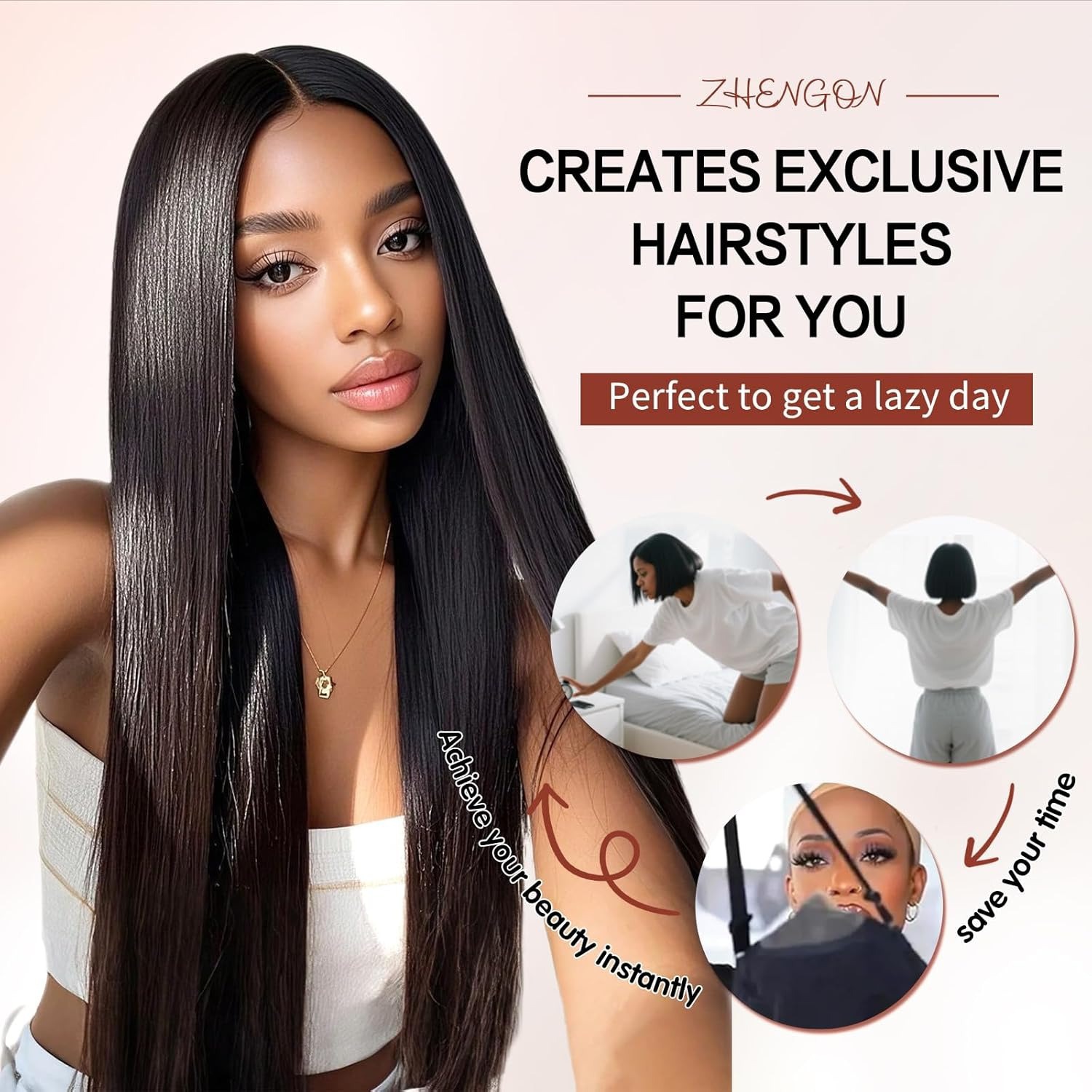 Europa, América, África, negro, cabello recto, fibra química, cabello de alta temperatura, cosplay, peluca, fábrica al por mayor image 4