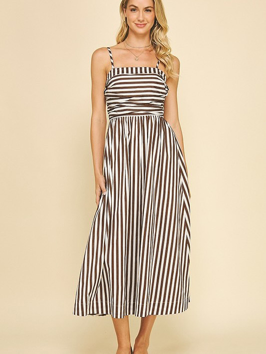 Women's Clothing Striped Maxi Dress With Pockets – Lightweight Resort Wear For Summer, American Style"​​_ecoleips.com