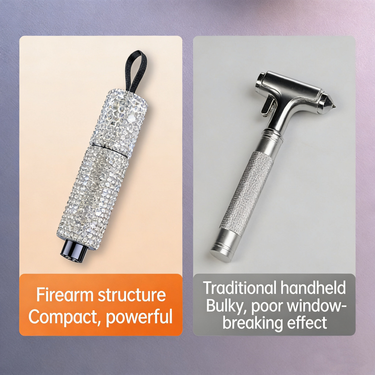 Car Safety Hammer, Two-In-One Window Breaker, Seat Belt Cutter, Portable Emergency Escape Tool, Creative Diamond-Encrusted Design
