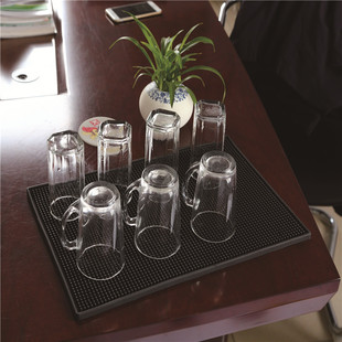 An Rectangular Thickened Rubber Mat Filter Bar Mat Bar Mat Black Non-Slip Draining Water Mat