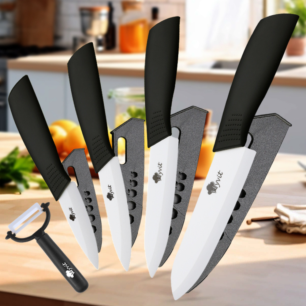 MYVIT ceramic fruit knife peeling zirconia White blade ceramic knife five-piece set with knife cover kitchen food supplement tools