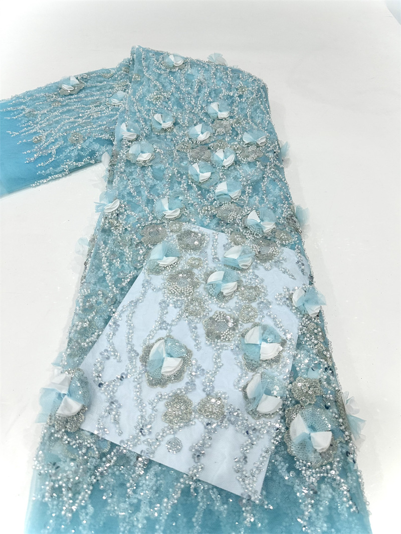 Pequeña decal fresca hecha a mano tubo de perlas tela bordada vestido vestido vestido de boda vestido de ropa infantil vestido de danza tela