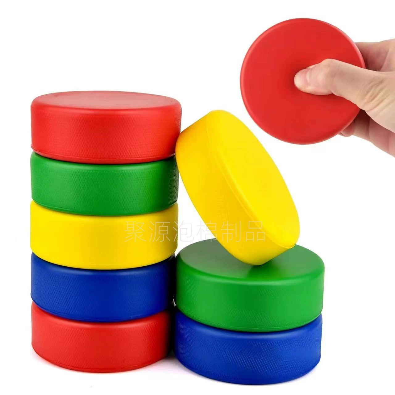 Пенополиуретановая игрушка в виде хоккейной шайбы, разноцветная, спортивная, антистрессовая, из твердой пены