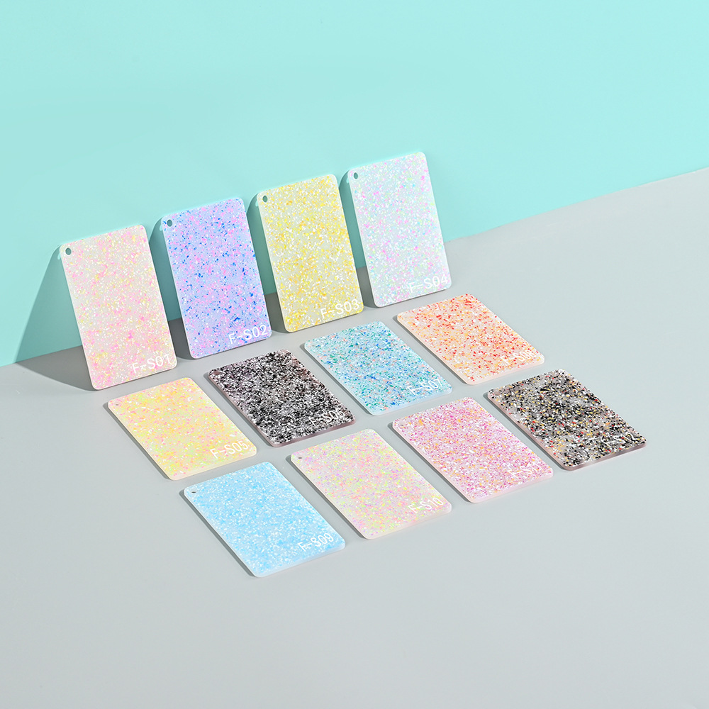 彩色磨石塑料板 彩色大理石纹亚克力板 挂件钥匙扣立牌材料批发