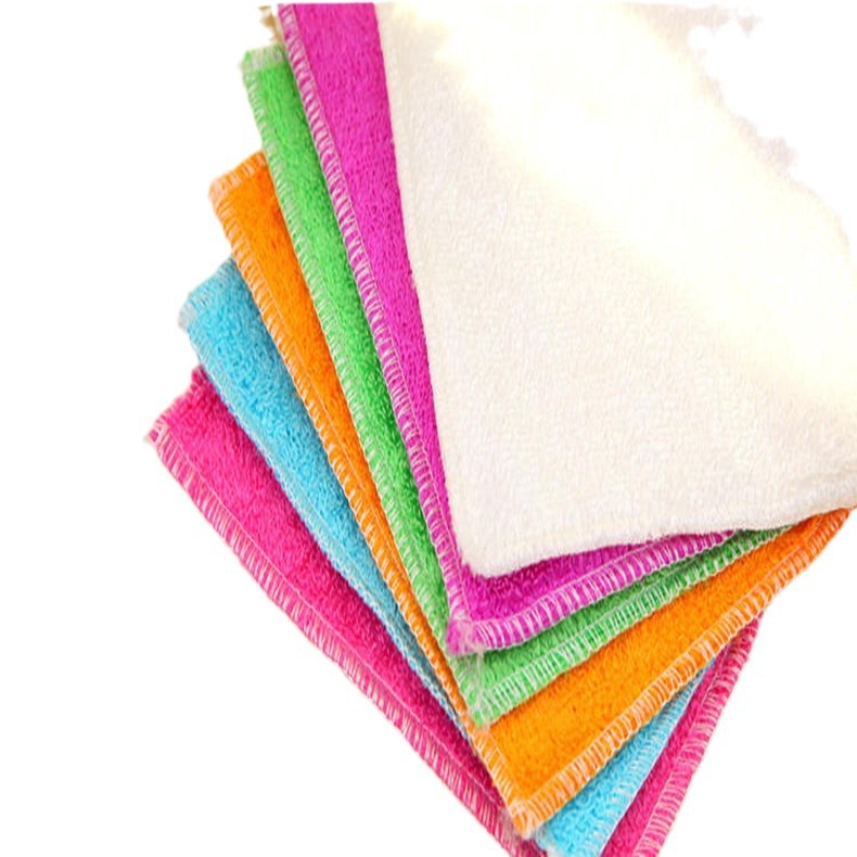 Kitchen dishcloth lint-free green edge bamboo fiber dishwashing towel absorbent cleaning scouring pad department store wholesale